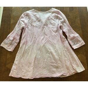 Boho Pink Lace Country Cottage Folk Mock Neck Top Vtg Blouse Womens SMALL